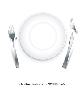 Empty plate with broken knife and fork, eps10 illustration make transparent objects and opacity masks