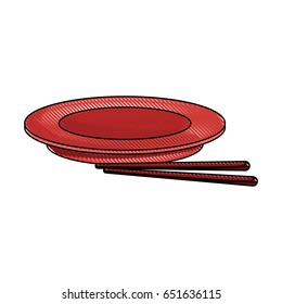 empty plate with chopsticks bamboo