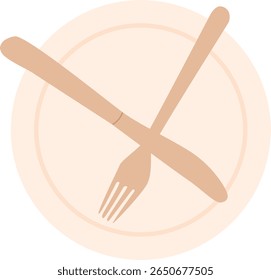 Empty plate with fork, knife