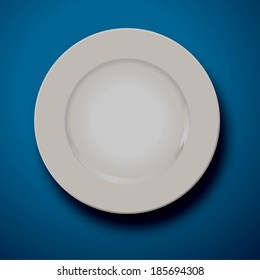 Empty plate isolated on a blue background, vector, illustrator