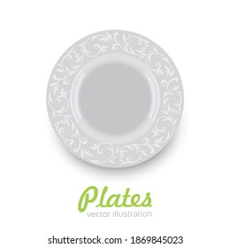 Placa vacía. Aislado sobre fondo blanco. Ver desde arriba