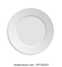 Empty plate. Isolated on white background. View from above. Vector EPS10 illustration. 