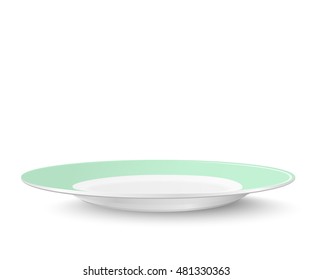 Empty plate in light green design isolated on white background