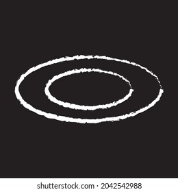 Empty plate line Icon design white chalk. Draw a picture on the blackboard.