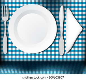 Empty plate on blue table eps10