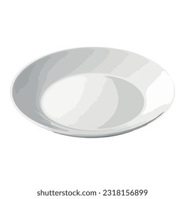 Empty plate on saucer, reflection of diner icon isolated