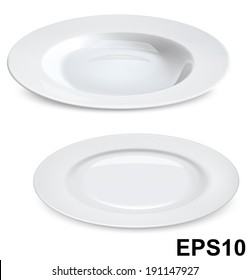 Empty plates isolated on white. Vector illustration