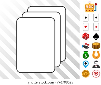 Empty Player Cards icon with bonus gamble pictures. Vector illustration style is flat iconic symbols. Designed for gambling ui.