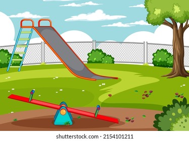 Empty playground background with rides illustration