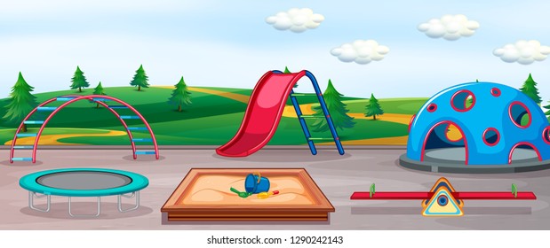 Empty playground and fun equipment illustration