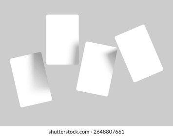 Empty playing cards flying mockup.Vector set of blank cards deck of poker hand, gambling business, credit card, business card, game card, note cards, greeting card, invitation