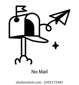Leere Postfach ohne Mail, Icon im Doodle-Stil 