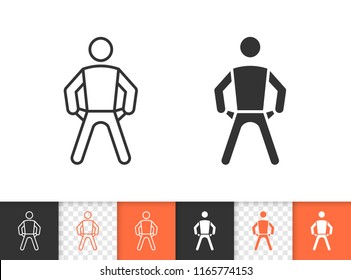 Empty pockets black linear and silhouette icons. Thin line sign of no money. Bankrupt outline pictogram isolated on white transparent background. Vector Icon shape. Empty pockets simple symbol closeup