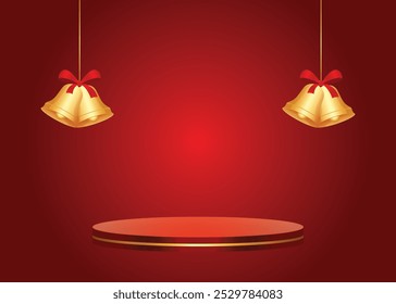 Empty podium with a Christmas, New Year and Black Friday theme, Festive template for social media, New year