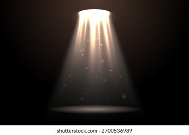 Pódio vazio iluminado por raios de luz dramáticos