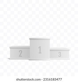 Empty podium isolated. White award pedestal. 3d vector illustration