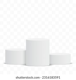 Empty podium isolated. White award pedestal. 3d vector illustration