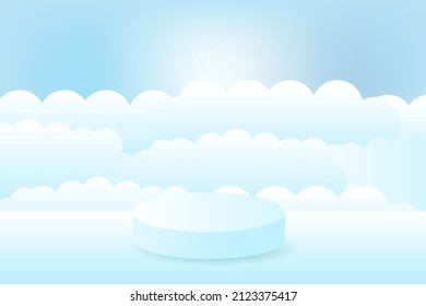 The empty podium is located in heaven. Vector illustration.