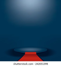 Empty podium with red carpet. vector format