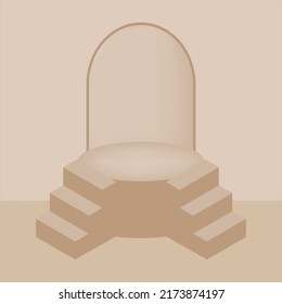 Empty podium, Three stairs blank template stand with space. Vector