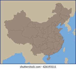 Empty Political Map Of China