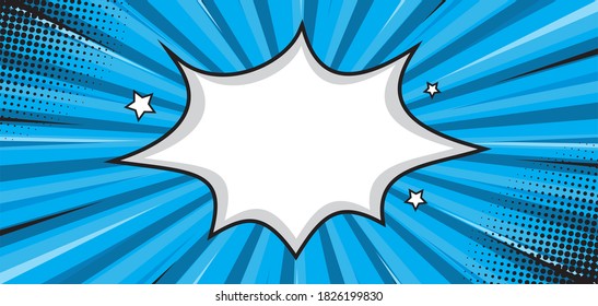 Empty Pop art comic background. Cartoon Vector Illustration on blue