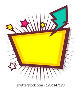 empty Pop art comic background with thunder flash and star. Cartoon Vector Illustration on white