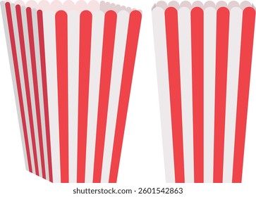 empty popcorn cup, Striped paper popcorn box.
