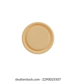 Empty porcelain or ceramic plate top view 3D realistic vector illustration isolated on white background. Food serving plate or flat dish 3D element or icon.