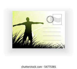 empty post card, isolated on illustration background, vector illustration