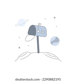 Empty Postbox mailbox for empty state no message no chat communication or mail at space planet galaxy for ui element illustration