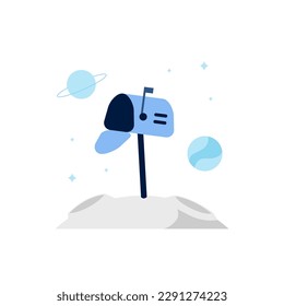 Buzón postal vacío para estado vacío sin mensaje ni comunicación de chat o correo en la galaxia space planet para la ilustración de ui