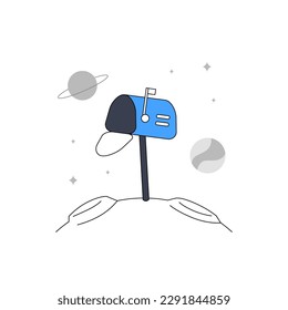 Empty Postbox mailbox for empty state no message no chat communication or mail at space planet galaxy for ui element illustration