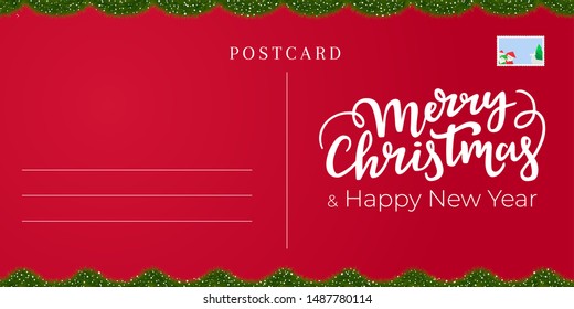Empty postcard backside for Christmas, New Year and other winter holidays