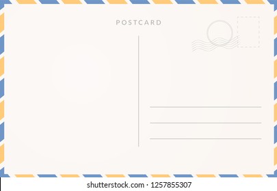 Empty postcard template. Moder travel card design.