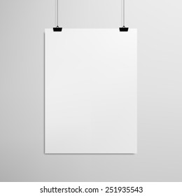 White Poster Hanging Mock Empty Paper Stock Vector (Royalty Free ...