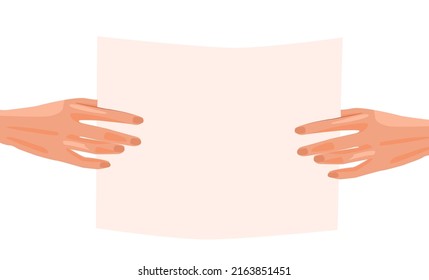 An empty poster holds hands in support or against. Demonstration or rally. Support for other countries and people. Feminist movement. Celebrations of National Unity Day or Independence Day