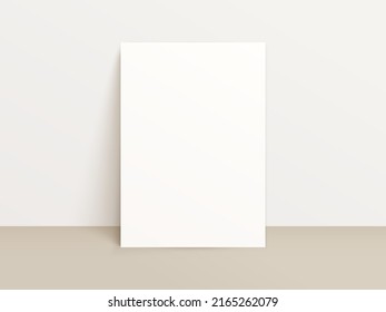 Empty poster mock up with realistic shadows. Vector poster for your advertisement or informational message. Universal background template for text. White sheet near a light wall.