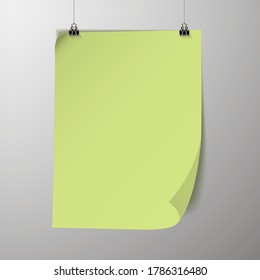 Plantilla de afiches vacía. Un afiche, un pedazo de papel colgado en la pared. Diseño de banners publicitarios del stand de exposiciones, página en blanco de las imágenes de cartón para imprimir