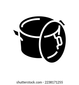 empty pot cooking glyph icon vector. empty pot cooking sign. isolated symbol illustration