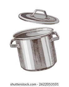 Empty pot with open lid vector illustration