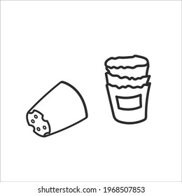 Cacerolas vacías para plántulas.  Esbozo dibujado a mano. Ilustración vectorial en un fondo blanco.