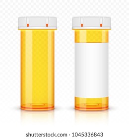 Empty prescription medicine bottles. Isolated on transparent background.