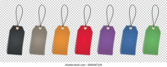 Empty Price Tag Set - Colorful Vector Illustrations Isolated On Transparent Background
