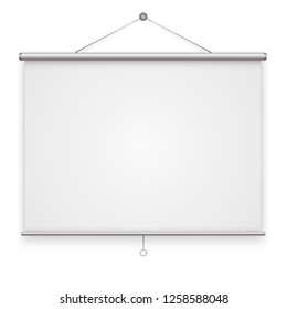 Empty Projection Screen Isolated On Background. Vector Illustration.