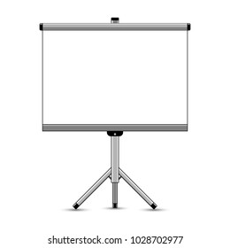 Empty Projection screen, Presentation board, blank white board for conference. Stand Banner Or Lightbox. Illustration Isolated On White Background. Room to add text. Vector illustration.