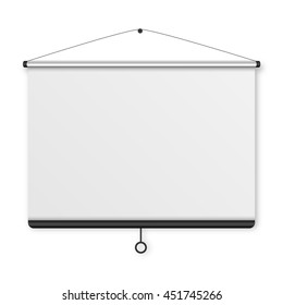 Empty Projection Screen, Presentation Board, Blank Whiteboard For Conference