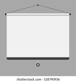 Empty Projection Screen, Presentation Board, Blank Whiteboard For Conference. Flat Vector Stock Illustration