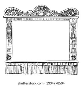 Empty Puppet State have two man in its design, vintage line drawing or engraving illustration.