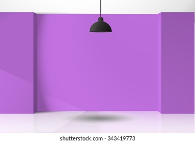 empty purple interior with lamp. rendering 3D illustration